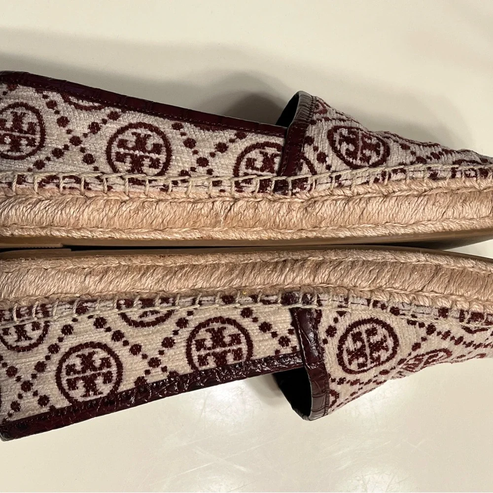 Tory Burch Burgundy Logo Espadrille Slip-On